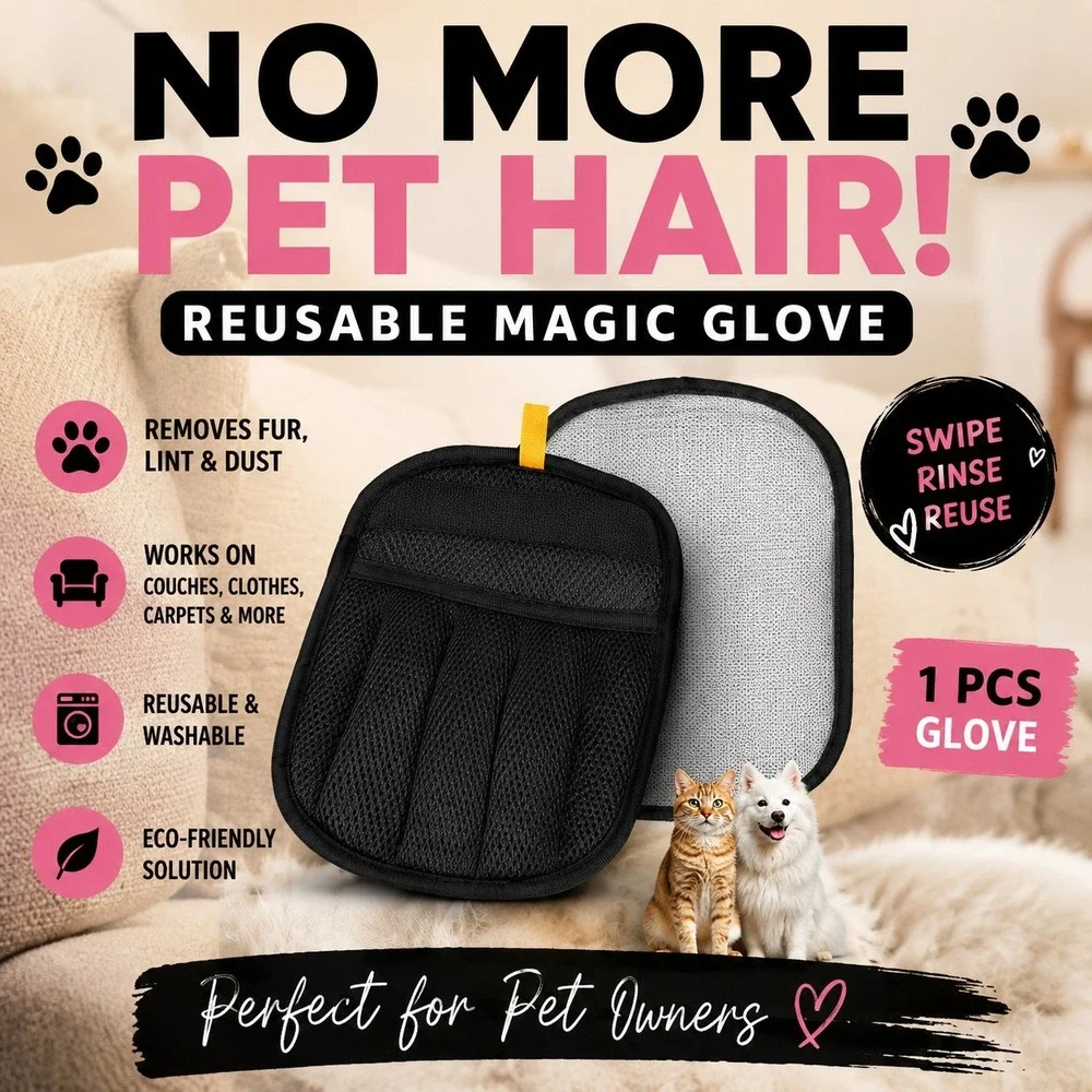 Pet Hair Remover Glove Reusable Magic Brush Couch Clothes Dog Cat Grooming Tool